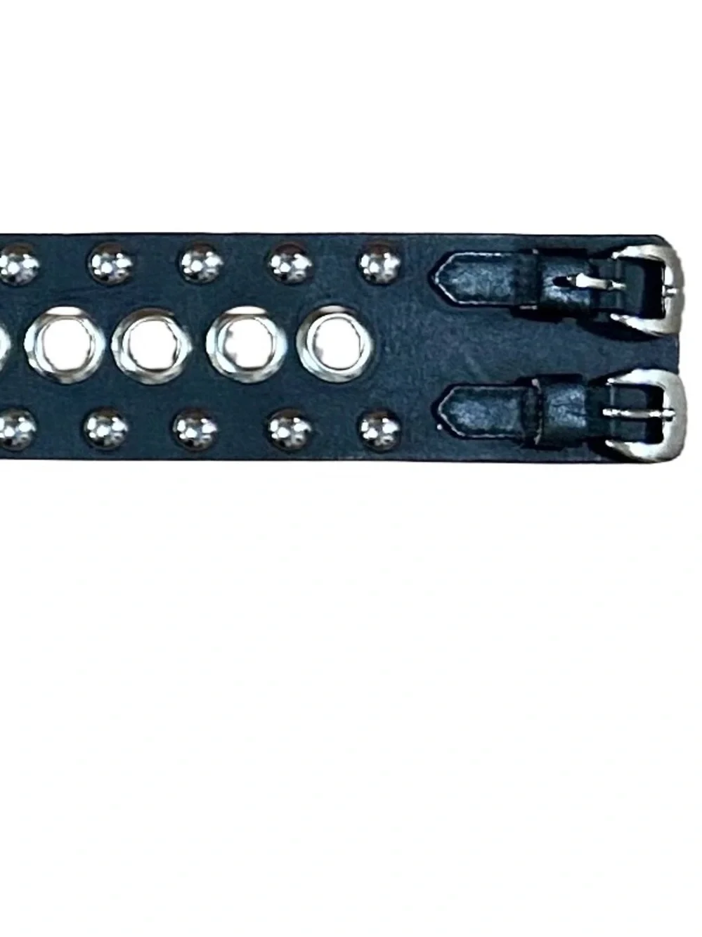Vintage HYDE Collection Wide Black Leather Studded Grommet Belt
